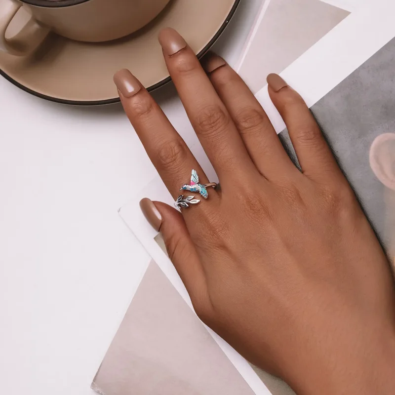 (bild till) Pandora Style Kingfisher Öppen Ring - BSR483-E - View 4