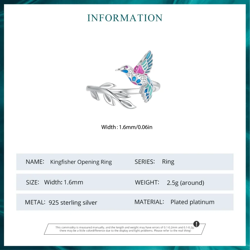 (bild till) Pandora Style Kingfisher Öppen Ring - BSR483-E - View 6