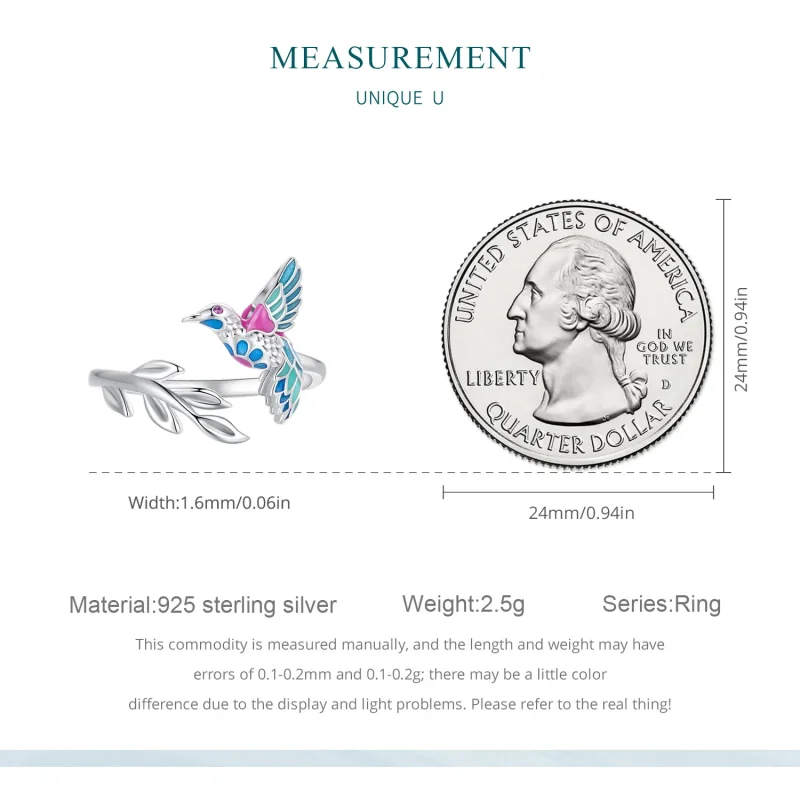 (bild till) Pandora Style Kingfisher Öppen Ring - BSR483-E - View 7