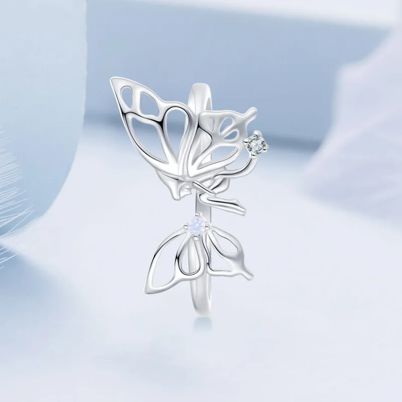 (bild till) Pandora-stil Butterfly Elf Öppen Ring - BSR484-E - View 2