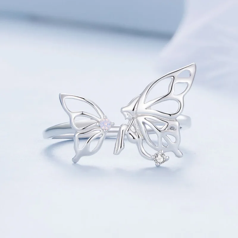 (bild till) Pandora-stil Butterfly Elf Öppen Ring - BSR484-E - View 3