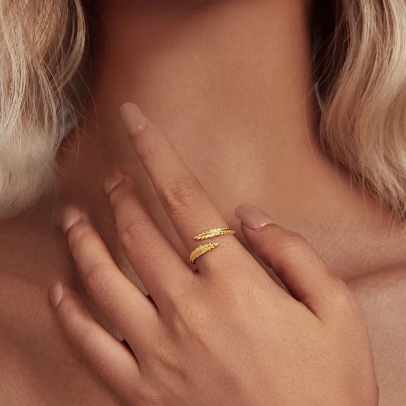 (bild till) Pandora Style Löv Öppen Ring - BSR485-E - View 5