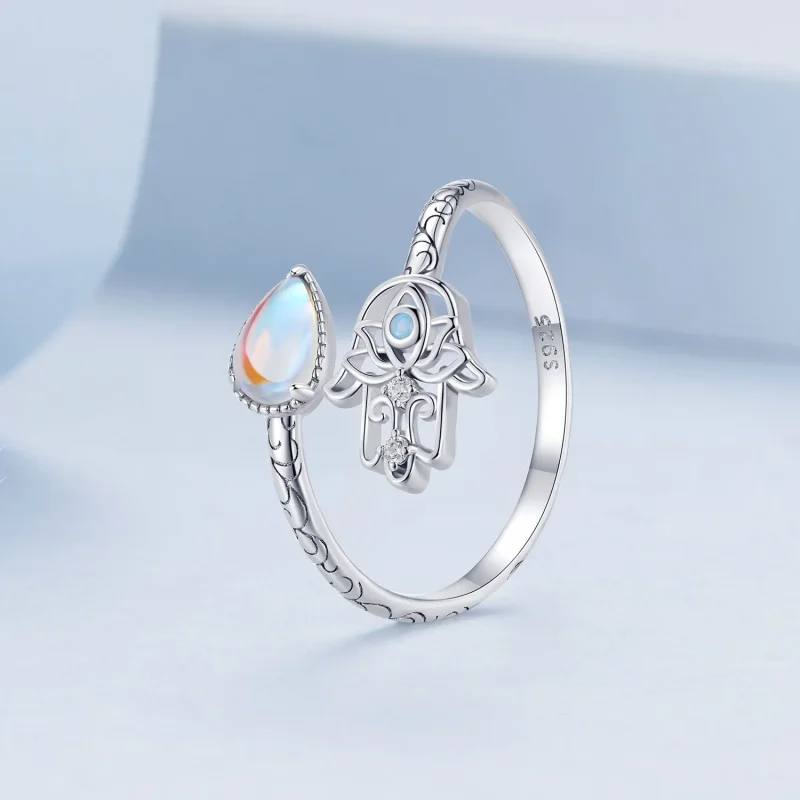 (bild till) Pandora-stil Lyckohand Öppen Ring - BSR486-E - View 2