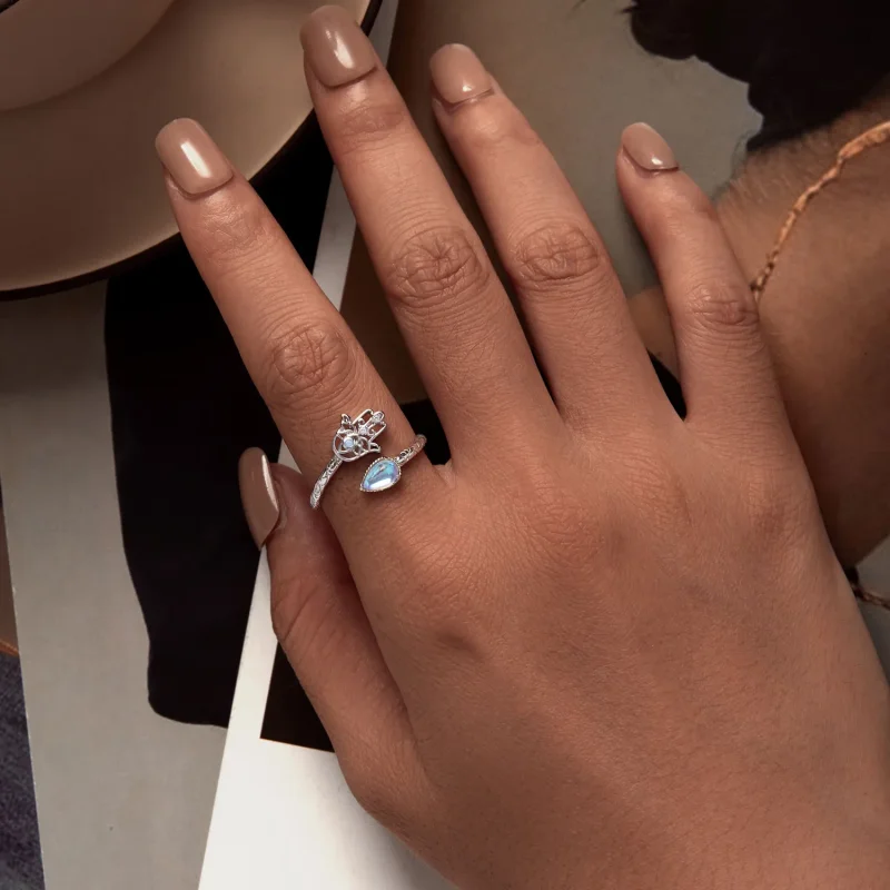(bild till) Pandora-stil Lyckohand Öppen Ring - BSR486-E - View 5