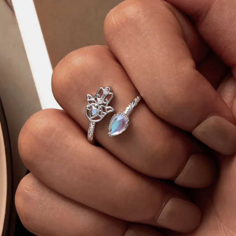 (bild till) Pandora-stil Lyckohand Öppen Ring - BSR486-E - View 6