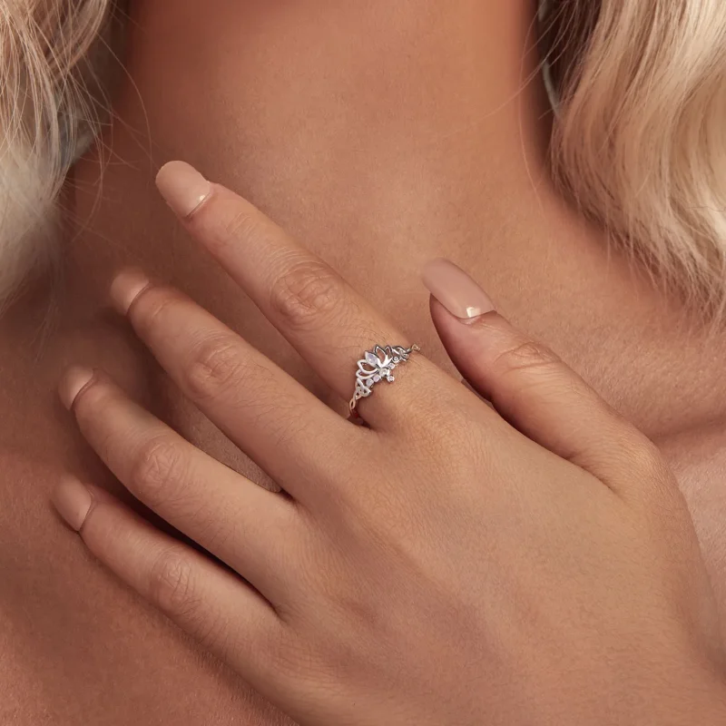 (bild till) Pandora-stil Lotusring - BSR487 - View 4