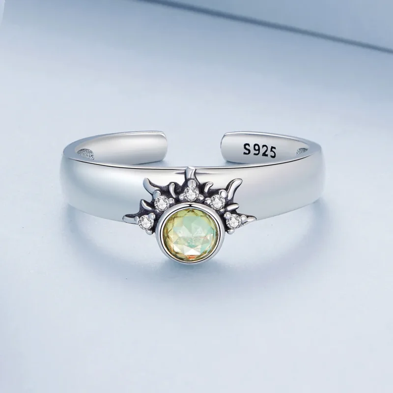 (bild till) Pandora-stil Sol, Måne och Stjärnor Par Öppet Ring - BSR491-E - View 3