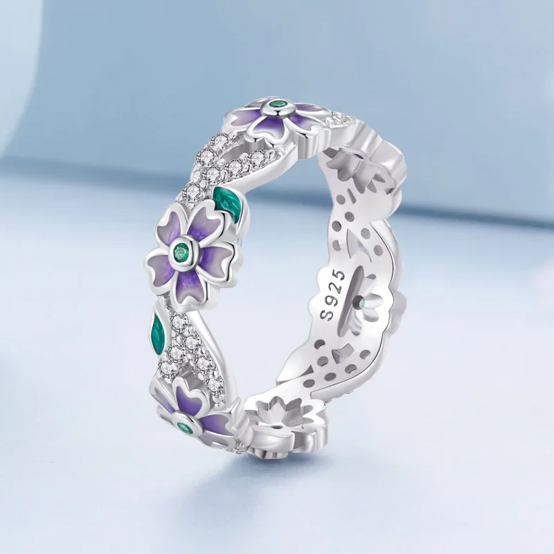 (bild till) Pandora-stil Lila Girlandring - BSR492 - View 2