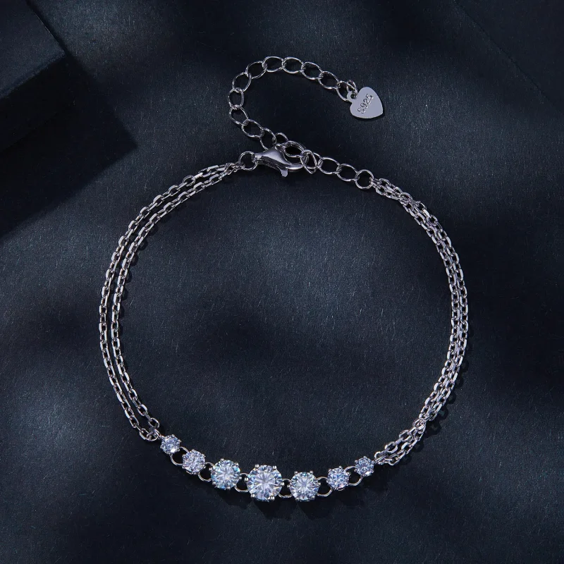 (bild till) Pandora-stil Moissanite Armband (Ett certifikat) - MSB008 - View 3