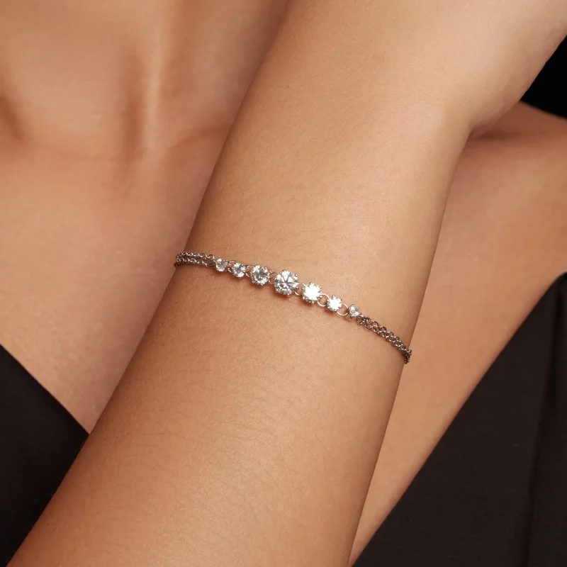 (bild till) Pandora-stil Moissanite Armband (Ett certifikat) - MSB008 - View 4
