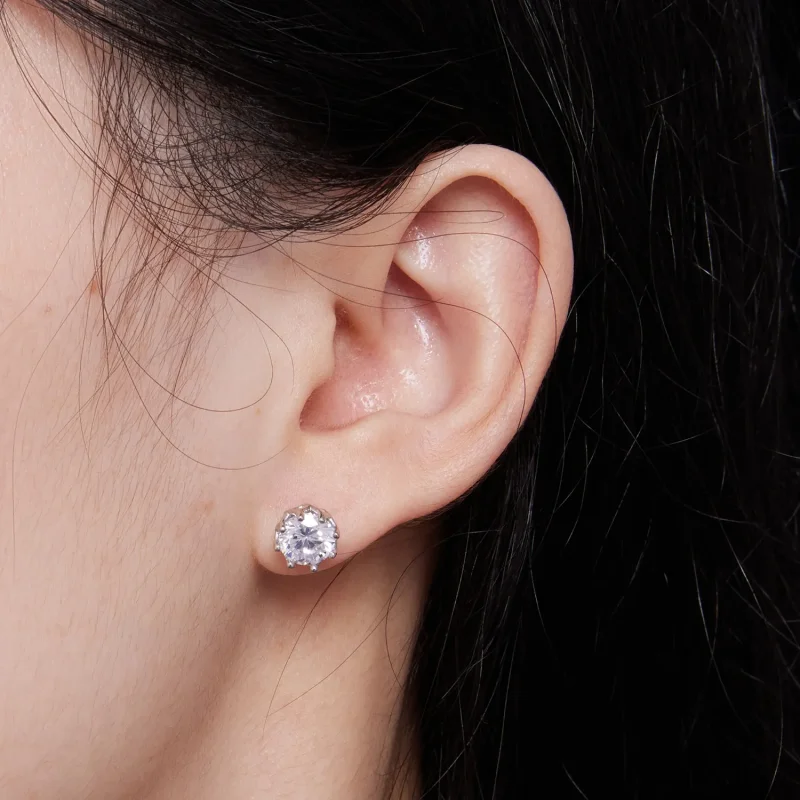 (bild till) Pandora-stil Utsökta Moissanite-stiftörhängen (Två certifikat) - MSE016-L - View 5