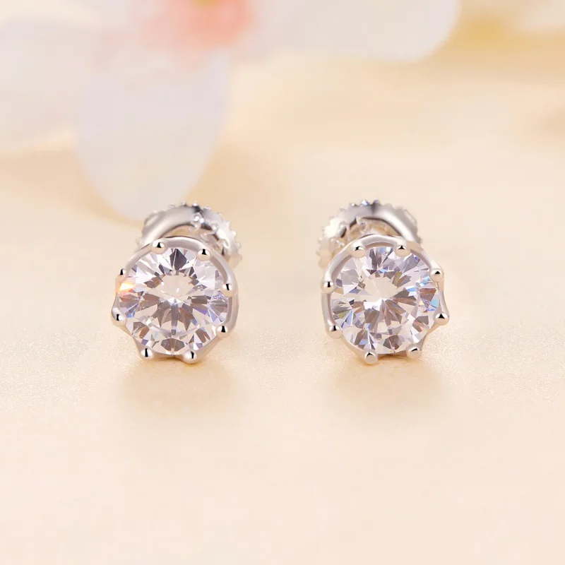 (bild till) Pandora-stil Exquisite Moissanite-studsörhängen (Två certifikat) - MSE016-S - View 2
