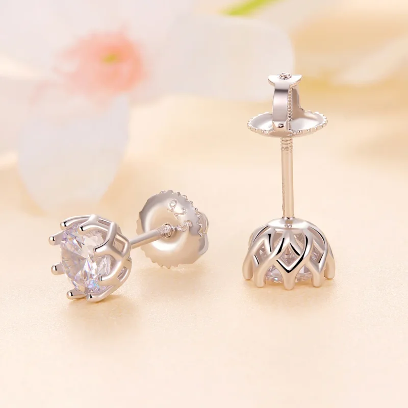 (bild till) Pandora-stil Exquisite Moissanite-studsörhängen (Två certifikat) - MSE016-S - View 3