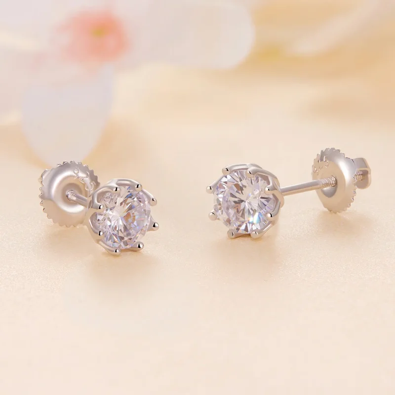 (bild till) Pandora-stil Exquisite Moissanite-studsörhängen (Två certifikat) - MSE016-S - View 4
