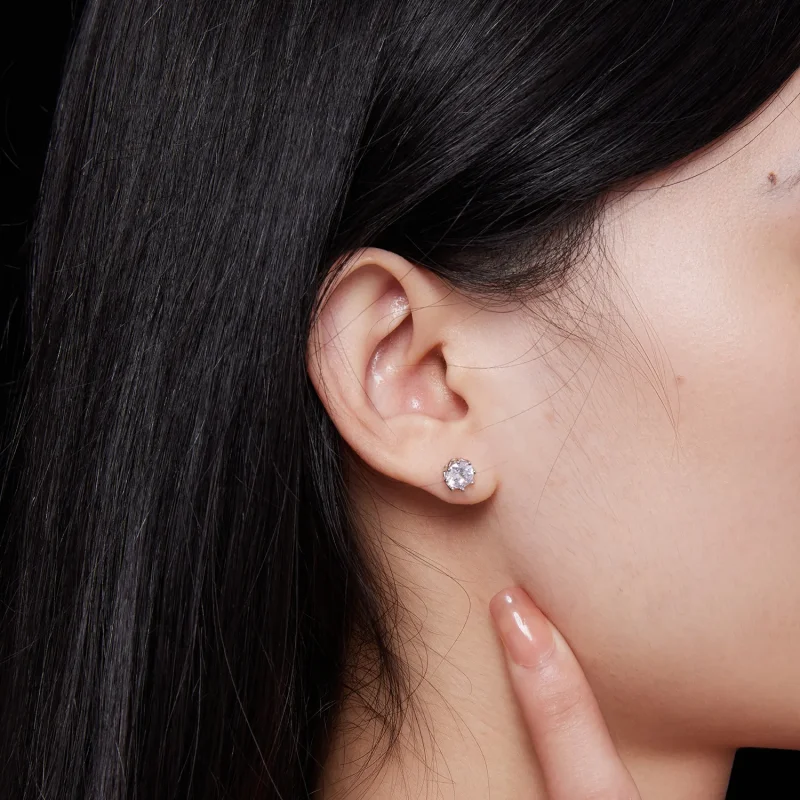 (bild till) Pandora-stil Exquisite Moissanite-studsörhängen (Två certifikat) - MSE016-S - View 5