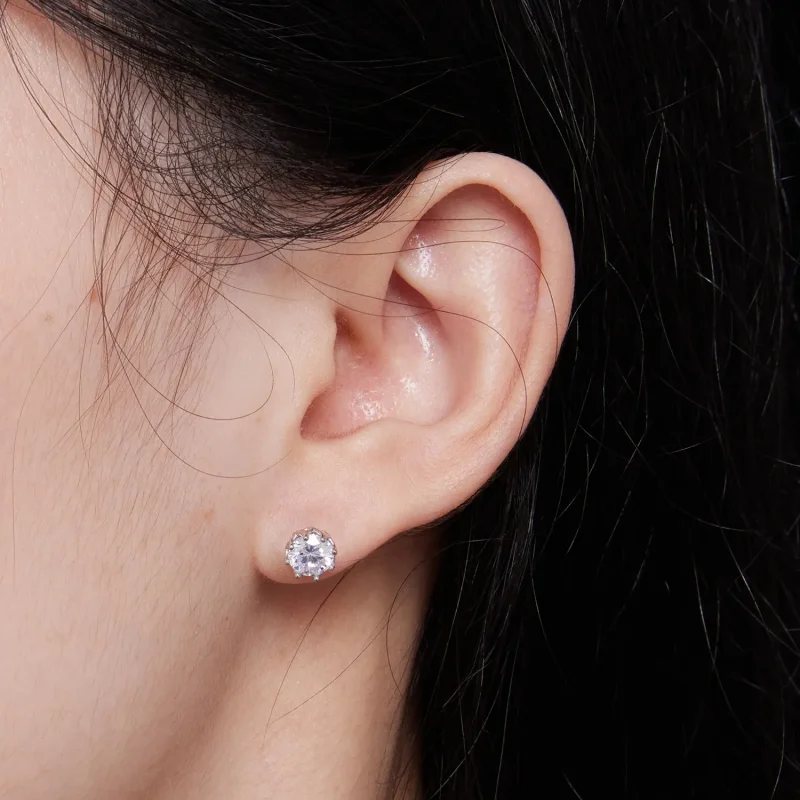 (bild till) Pandora-stil Exquisite Moissanite-studsörhängen (Två certifikat) - MSE016-S - View 6