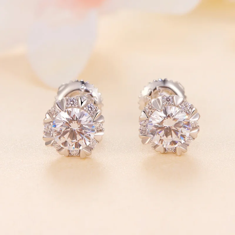 (bild till) Pandora-stil Exquisite Moissanite-stiftörhängen (Två certifikat) - MSE017 - View 2