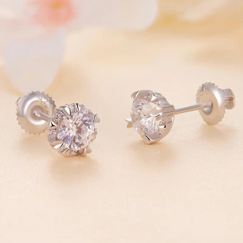 (bild till) Pandora-stil Exquisite Moissanite-stiftörhängen (Två certifikat) - MSE017 - View 3