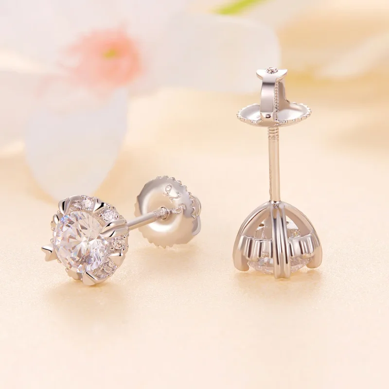 (bild till) Pandora-stil Exquisite Moissanite-stiftörhängen (Två certifikat) - MSE017 - View 4