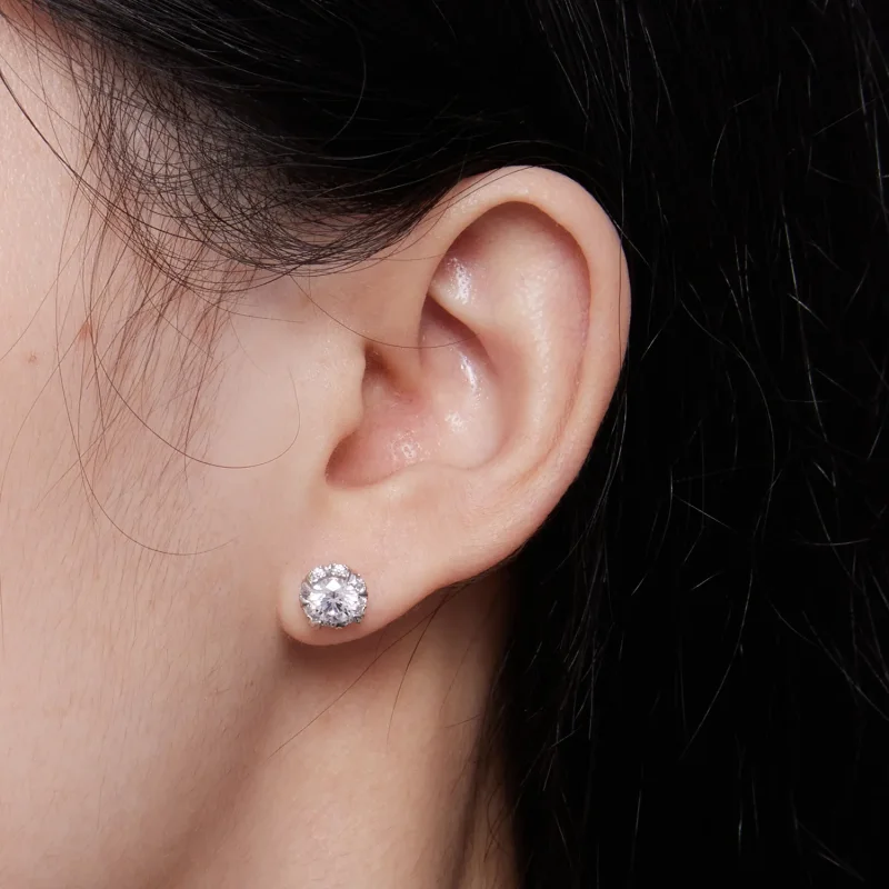 (bild till) Pandora-stil Exquisite Moissanite-stiftörhängen (Två certifikat) - MSE017 - View 5