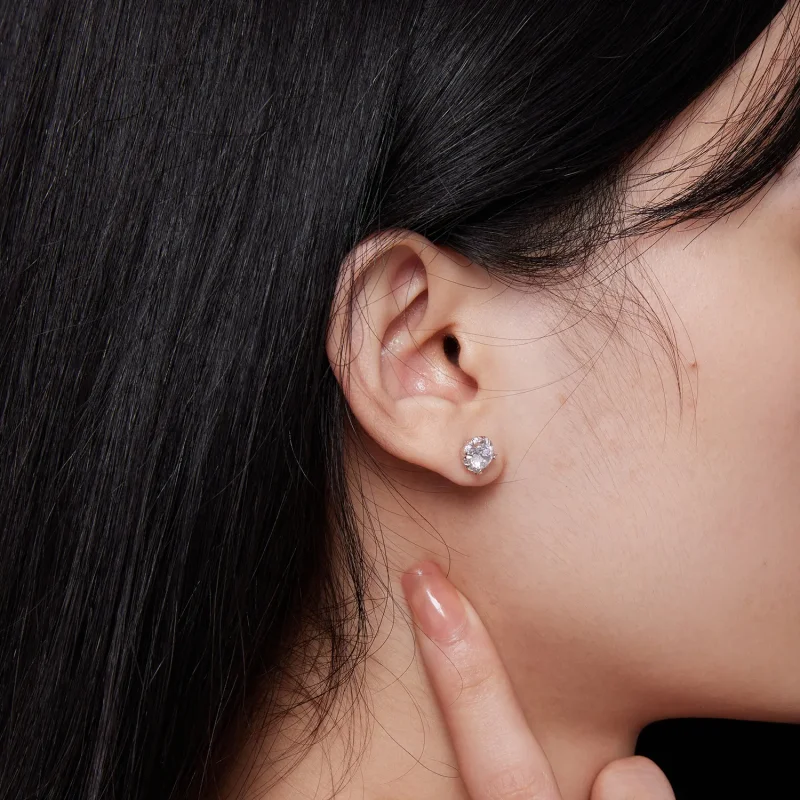 (bild till) Pandora-stil Exquisite Moissanite-stiftörhängen (Två certifikat) - MSE017 - View 7