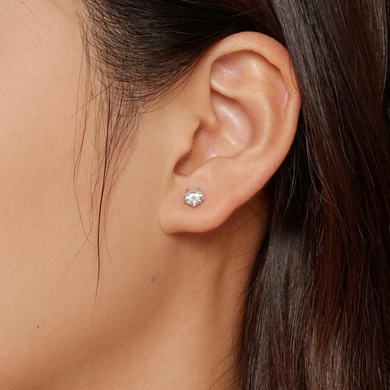 (bild till) Pandora-stil 0,5 kt Moissanite-stiftöronhängen - MSE024-S - View 3