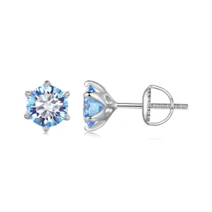 (bild till) Pandora-stil Aquamarine Moissanite Örhängen - MSE025-LLB