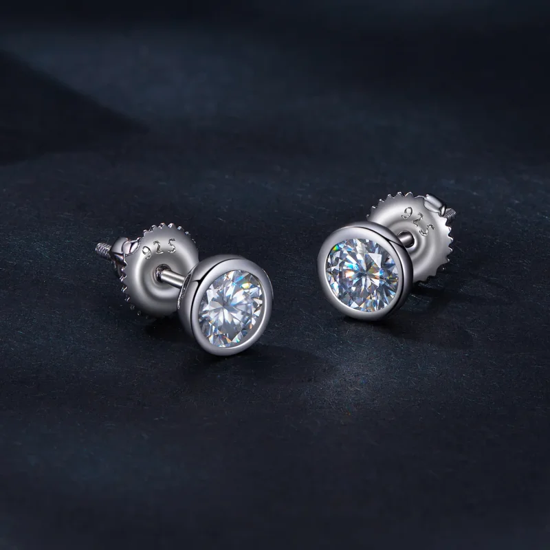 (bild till) Pandora-stil Infattade Moissanite-örhängen - MSE026 - View 2