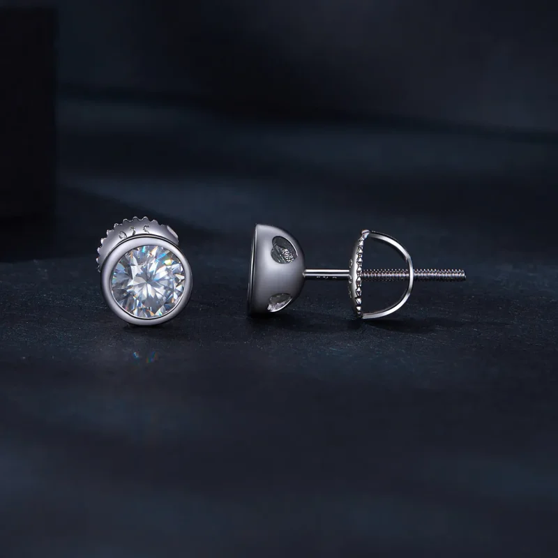 (bild till) Pandora-stil Infattade Moissanite-örhängen - MSE026 - View 3