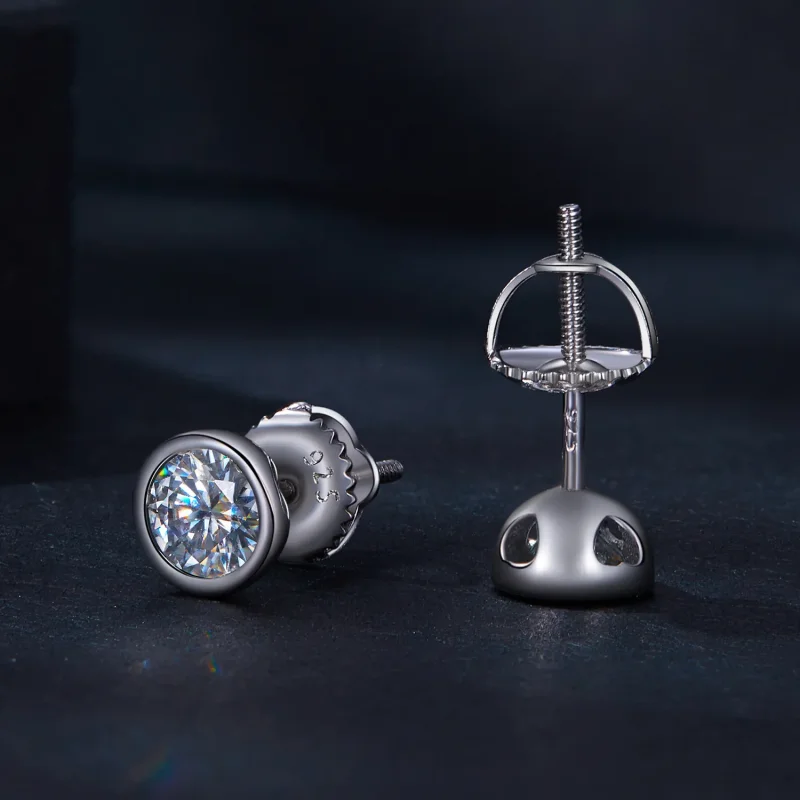 (bild till) Pandora-stil Infattade Moissanite-örhängen - MSE026 - View 4