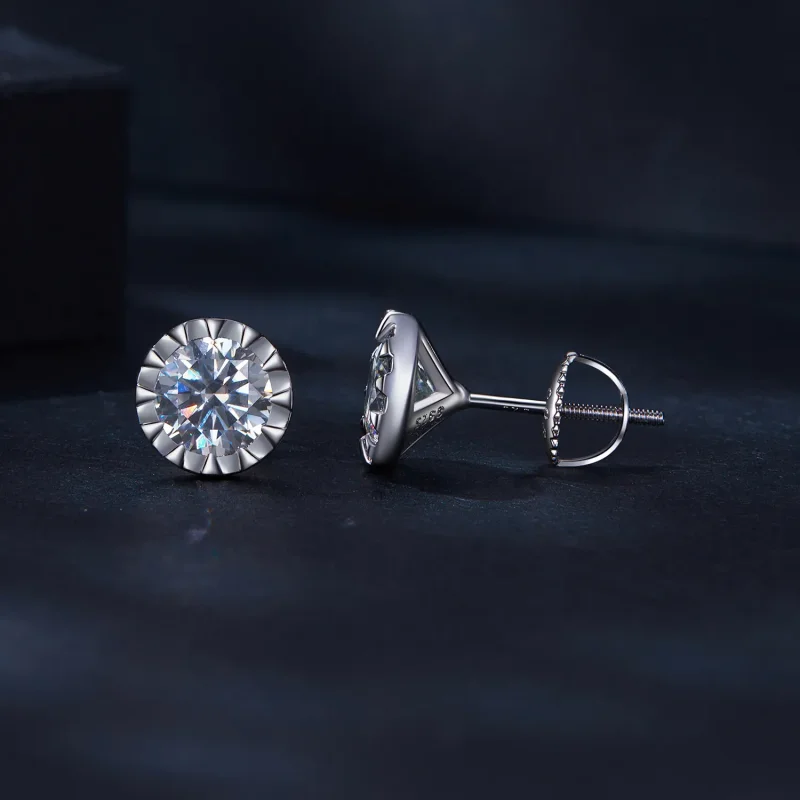 (bild till) Pandora-stil 1Ct Moissanite-stiftöronhängen - MSE027 - View 3