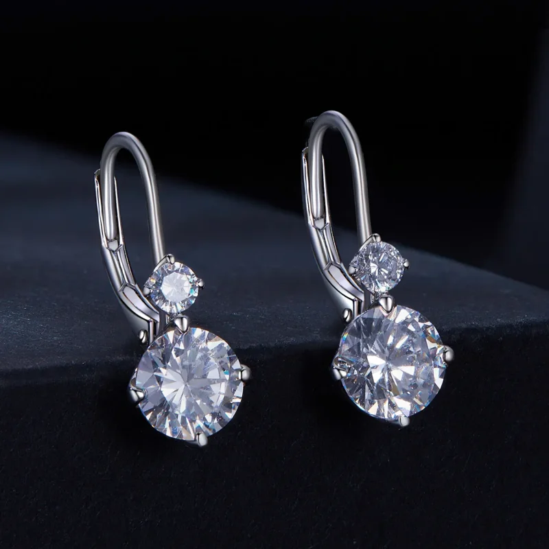 (bild till) Pandora-stil Moissanite-örhängen (Två certifikat) - MSE031 - View 2