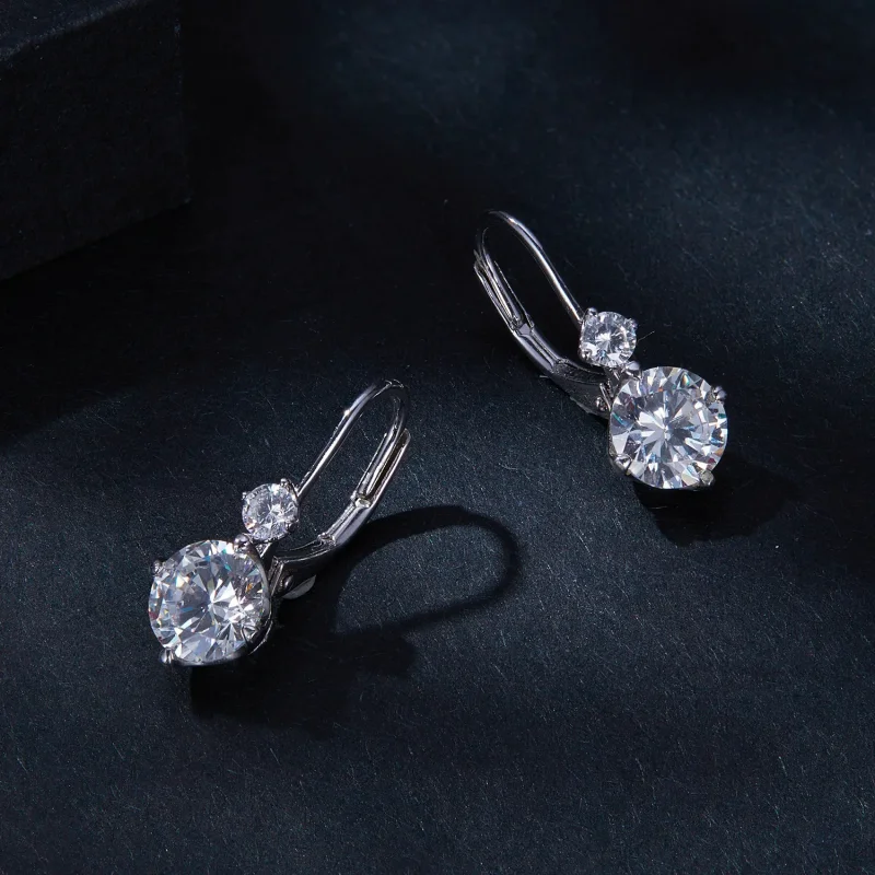 (bild till) Pandora-stil Moissanite-örhängen (Två certifikat) - MSE031 - View 3