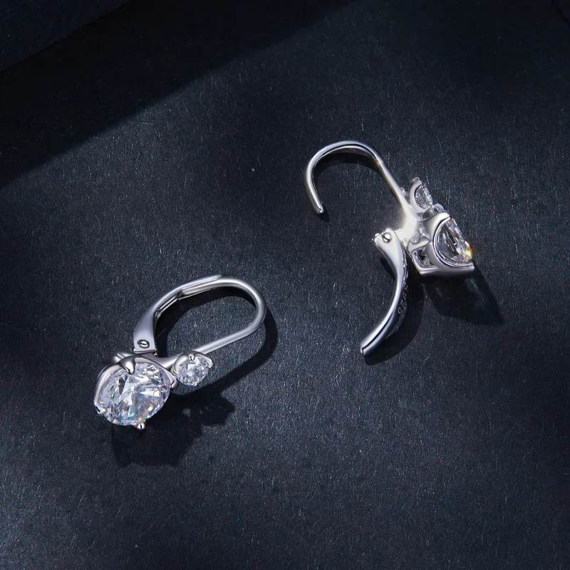 (bild till) Pandora-stil Moissanite-örhängen (Två certifikat) - MSE031 - View 4