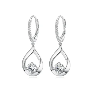 (bild till) Pandora-stil Drop Moissanite-örhängen (Två certifikat) - MSE032