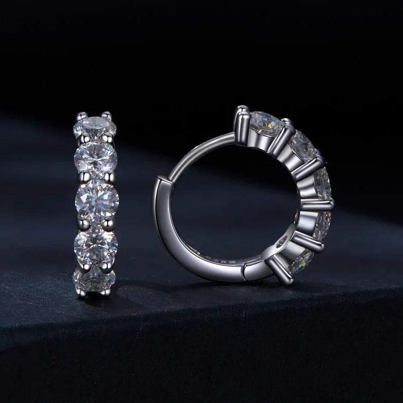 (bild till) Pandora-stil Halvcirkelformade Moissanite Diamantörhängen - MSE033 - View 2