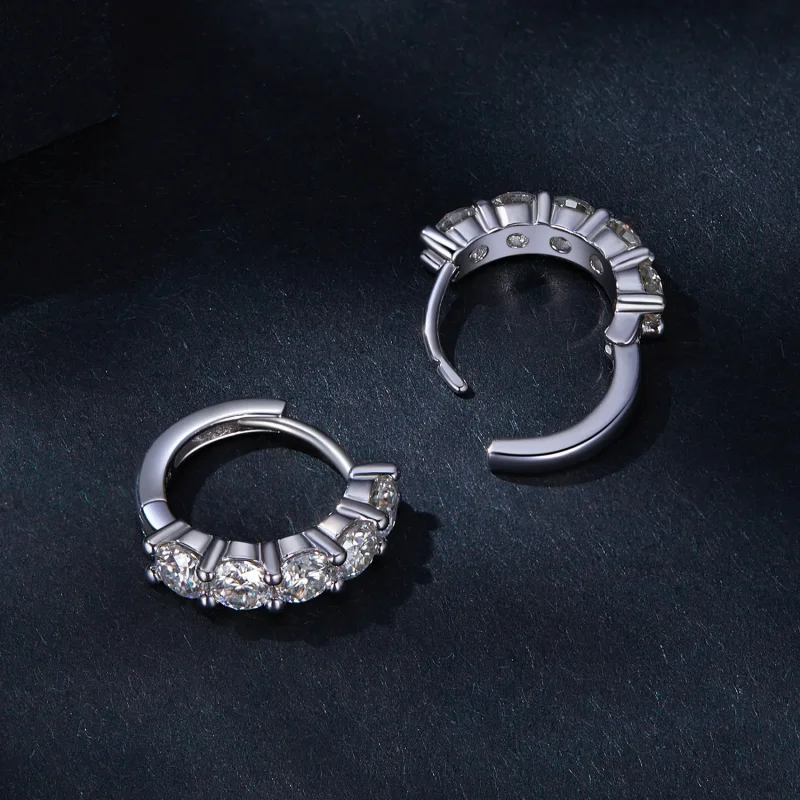 (bild till) Pandora-stil Halvcirkelformade Moissanite Diamantörhängen - MSE033 - View 4