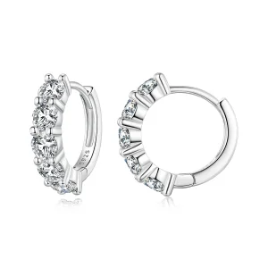 (bild till) Pandora-stil Halvcirkelformade Moissanite Diamantörhängen - MSE033