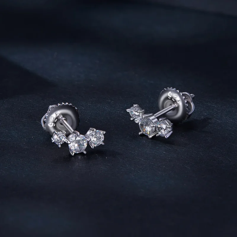 (bild till) Pandora-stil Moissanite-stiftöronhängen (Ett certifikat) - MSE034 - View 2
