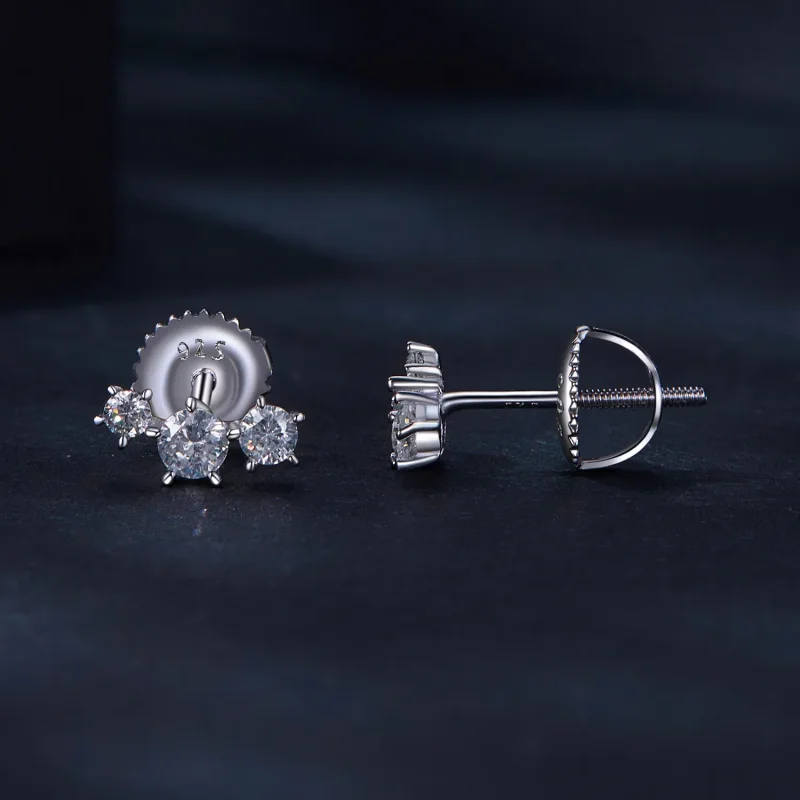 (bild till) Pandora-stil Moissanite-stiftöronhängen (Ett certifikat) - MSE034 - View 3
