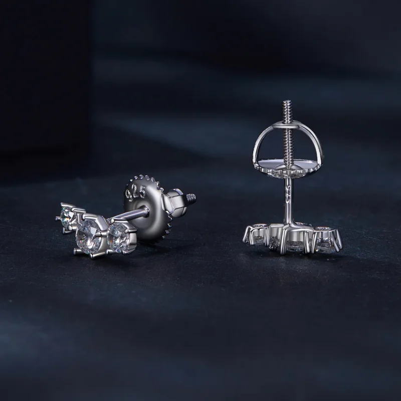 (bild till) Pandora-stil Moissanite-stiftöronhängen (Ett certifikat) - MSE034 - View 4