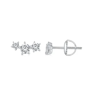 (bild till) Pandora-stil Moissanite-stiftöronhängen (Ett certifikat) - MSE034