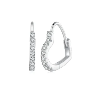 (bild till) Pandora-stil Hjärtformade Moissanite-örhängen i Ringform (Ett certifikat) - MSE035