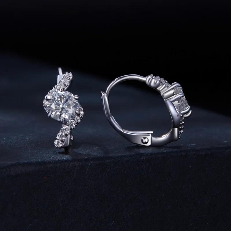 (bild till) Pandora-stil 50 Poäng moissanite Örhängen (Två certifikat) - MSE036 - View 2