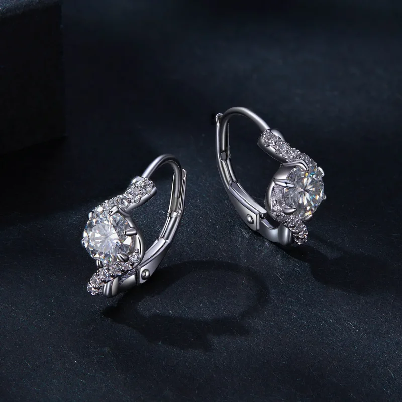 (bild till) Pandora-stil 50 Poäng moissanite Örhängen (Två certifikat) - MSE036 - View 3
