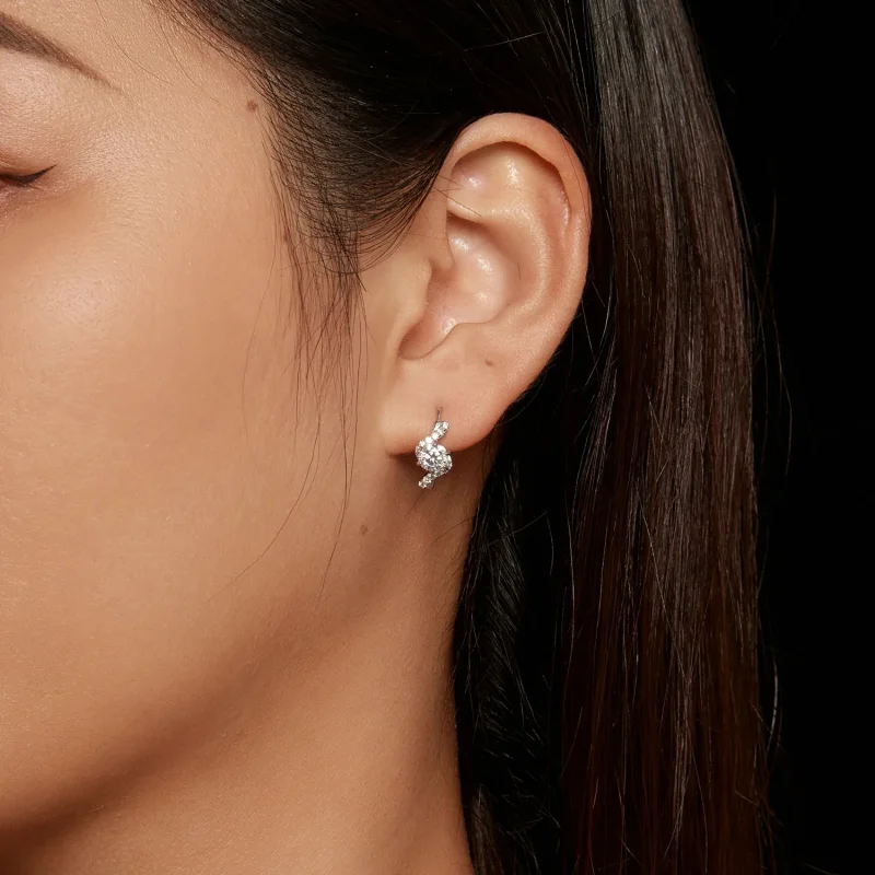 (bild till) Pandora-stil 50 Poäng moissanite Örhängen (Två certifikat) - MSE036 - View 5