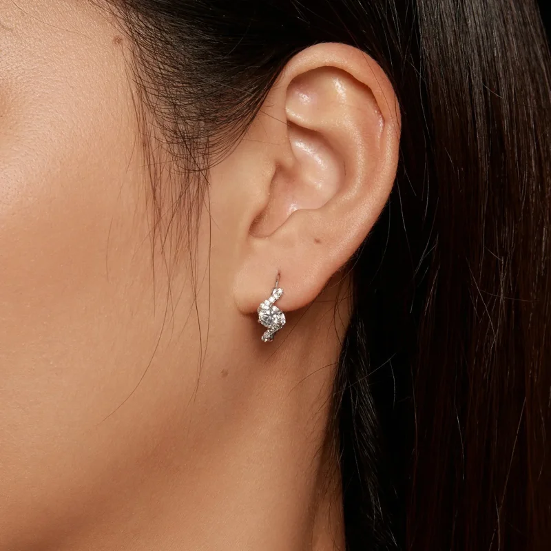(bild till) Pandora-stil 50 Poäng moissanite Örhängen (Två certifikat) - MSE036 - View 7