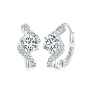 (bild till) Pandora-stil 50 Poäng moissanite Örhängen (Två certifikat) - MSE036