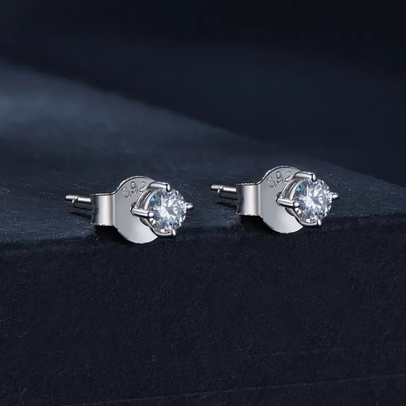 (bild till) Pandora-stil 0,1 kt Moissanite-stiftöronhängen (Två certifikat) - MSE038 - View 2