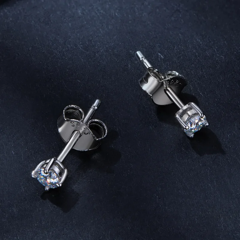 (bild till) Pandora-stil 0,1 kt Moissanite-stiftöronhängen (Två certifikat) - MSE038 - View 3